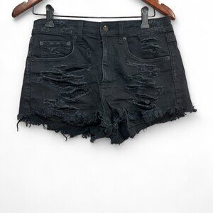 American Eagle Jean Short Women 6 Black Vintage Hi Rise Festival Distressed